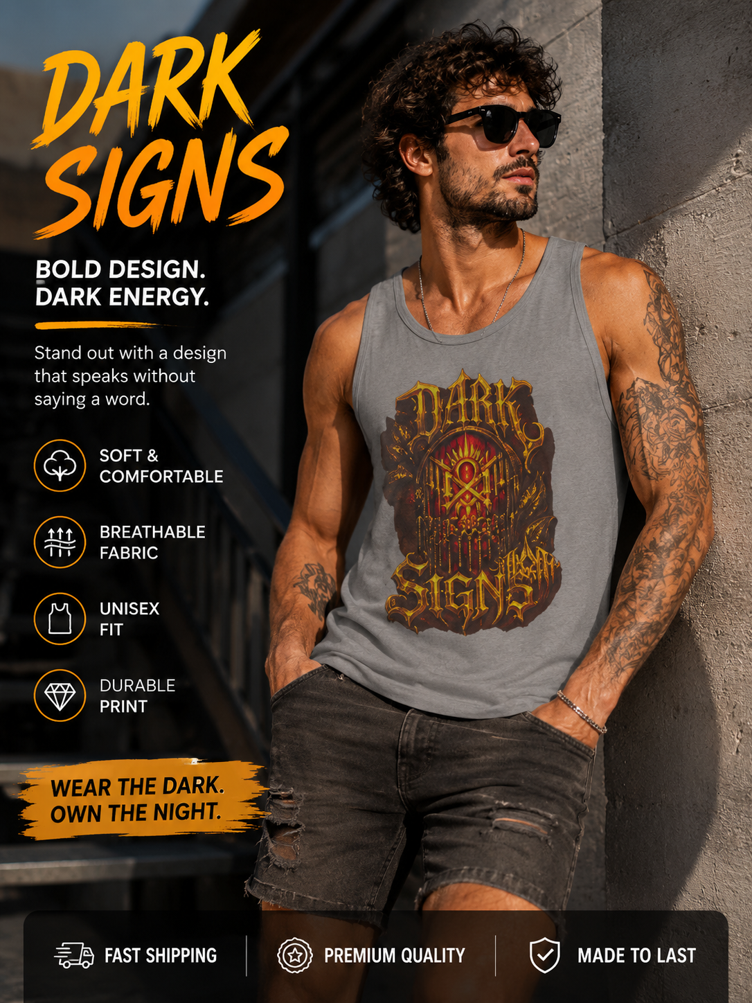Dark Signs Gothic Tank Top Heavy Metal Streetwear Sleeveless Graphic Shirt Alternative Fashion Unisex Festival Gym Tank