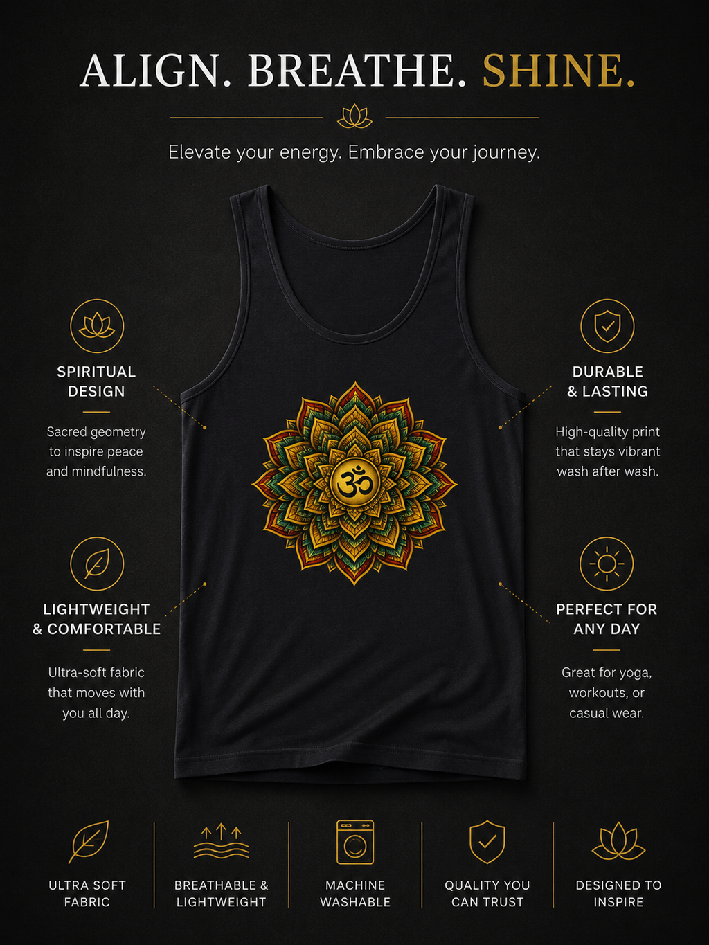 Om Mandala Tank Top Spiritual Yoga Shirt Boho Meditation Tank Sacred Geometry Festival Clothing Zen Aesthetic Womens Graphic Tank