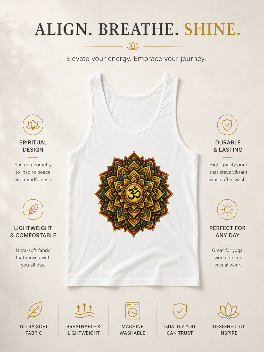 Om Mandala Tank Top Spiritual Yoga Shirt Boho Meditation Tank Sacred Geometry Festival Clothing Zen Aesthetic Womens Graphic Tank