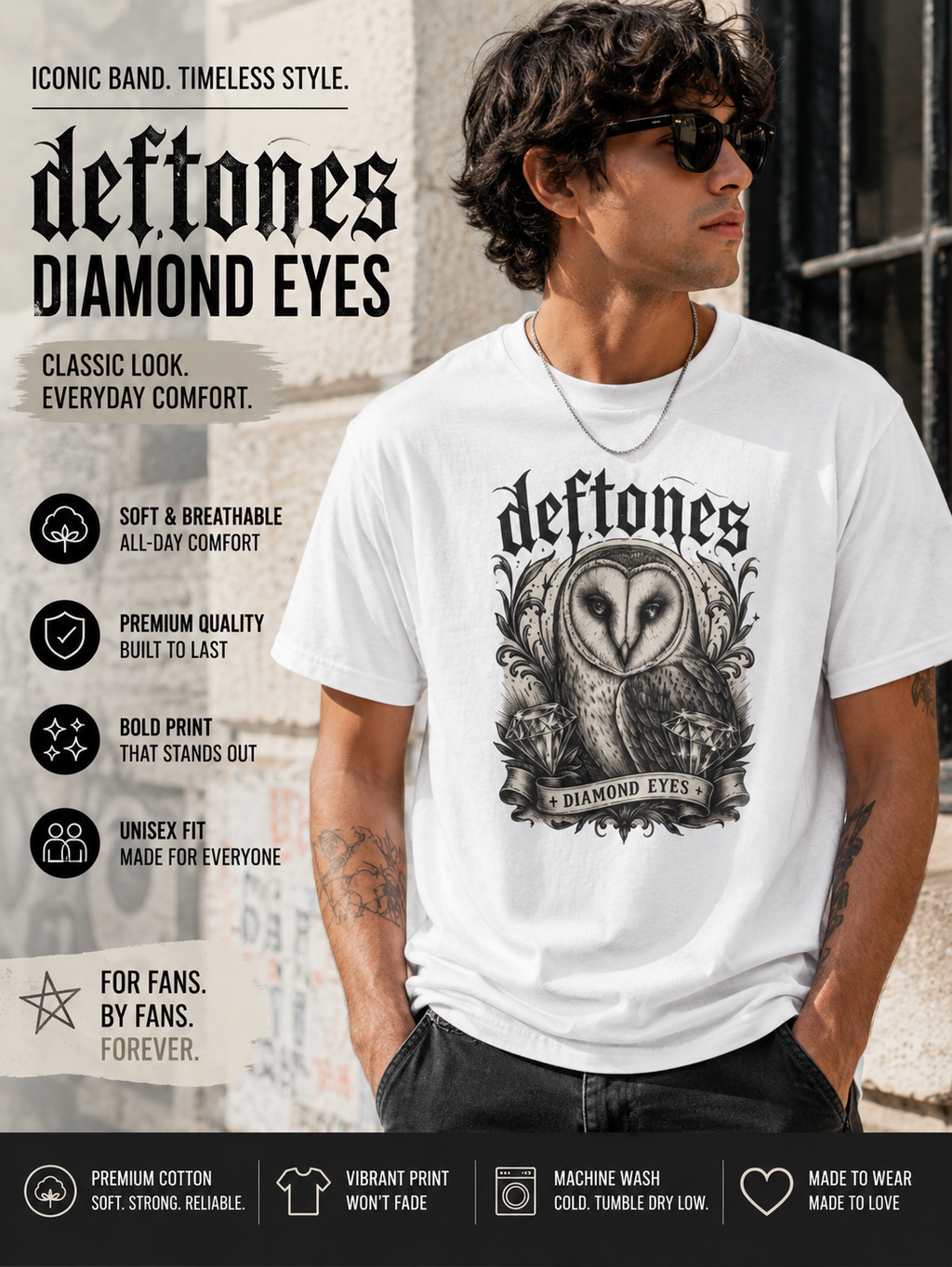 Deftones Diamond Eyes Owl Shirt Vintage Tattoo Style Band Tee Gothic Barn Owl Graphic T Shirt Alternative Streetwear Unisex Tee