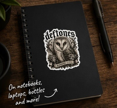 Deftones Diamond Eyes Sticker Gothic Owl Vinyl Decal Alternative Band Inspired Waterproof Laptop Water Bottle Sticker