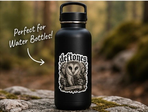 Deftones Diamond Eyes Sticker Gothic Owl Vinyl Decal Alternative Band Inspired Waterproof Laptop Water Bottle Sticker
