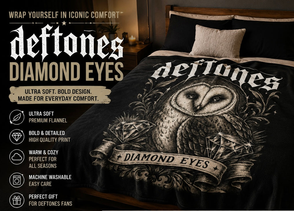 Deftones Diamond Eyes Blanket Gothic Owl Throw Cozy Alternative Home Decor Soft Plush Music Inspired Blanket