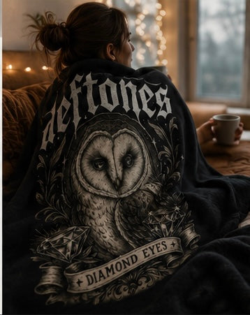 Deftones Diamond Eyes Blanket Gothic Owl Throw Cozy Alternative Home Decor Soft Plush Music Inspired Blanket