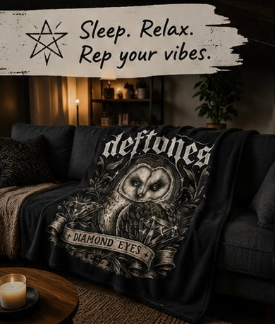 Deftones Diamond Eyes Blanket Gothic Owl Throw Cozy Alternative Home Decor Soft Plush Music Inspired Blanket