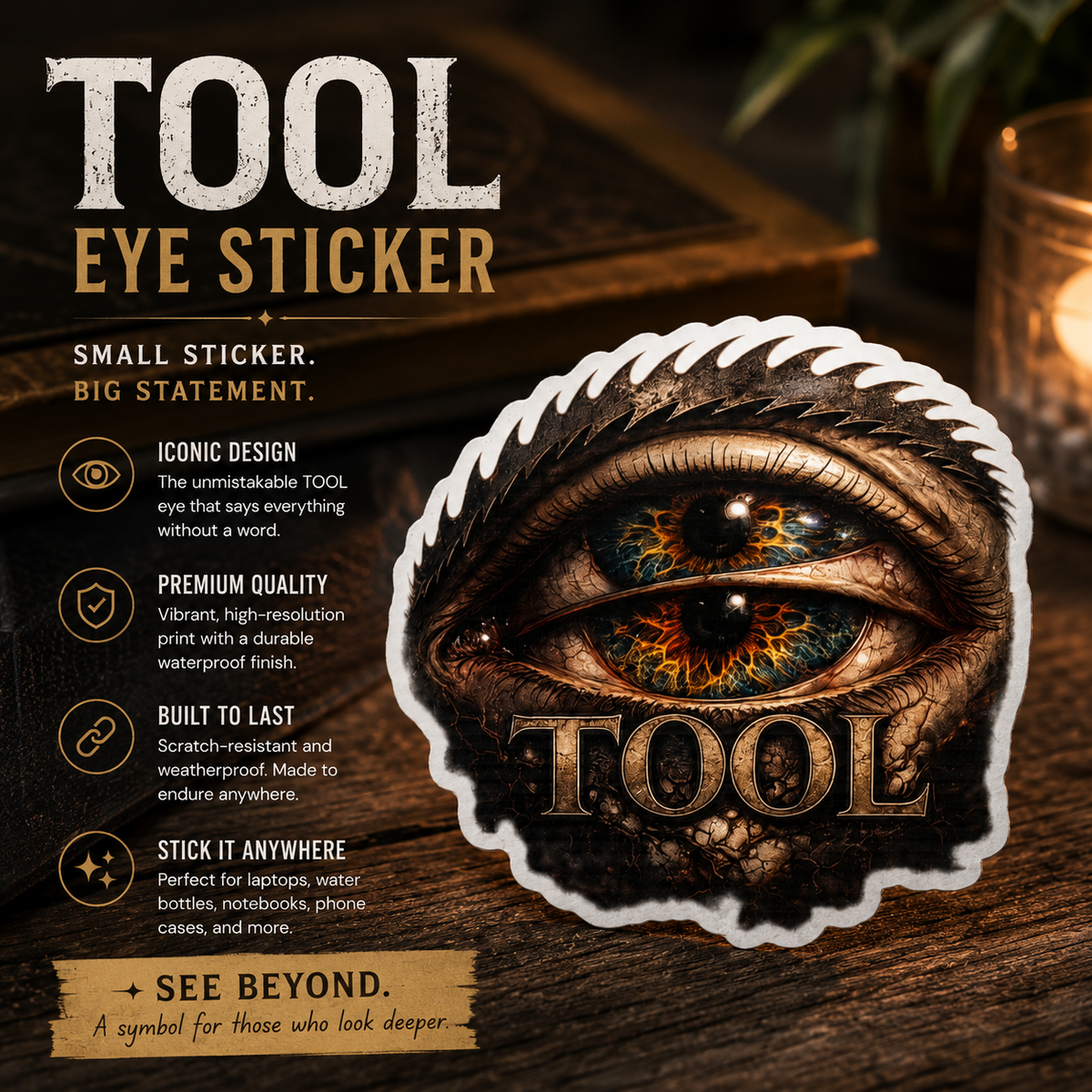 TOOL Inspired Third Eye Sticker Dark Alternative Vinyl Decal Psychedelic Eye Waterproof Laptop Sticker Gothic Aesthetic