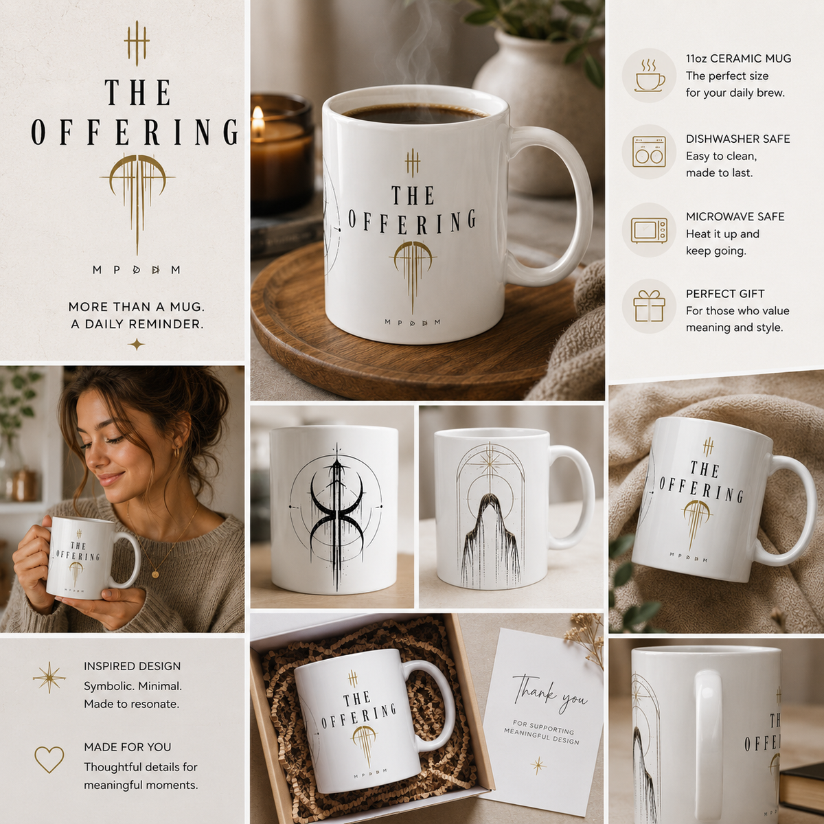 Occult Symbol Ceramic Mug — Minimalist Black Sigil Coffee Cup (11oz/15oz)