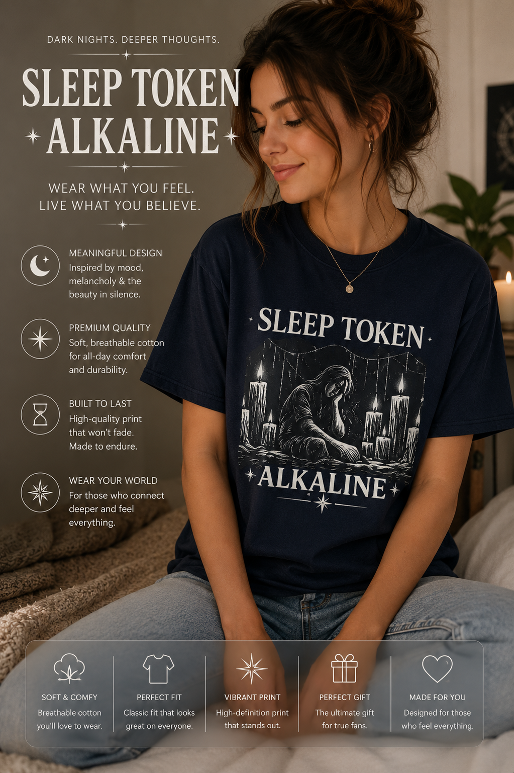 Sleep Token Alkaline Shirt Gothic Alternative Band Inspired Graphic Tee Unisex Heavy Cotton T Shirt Metal Music Fan Gift