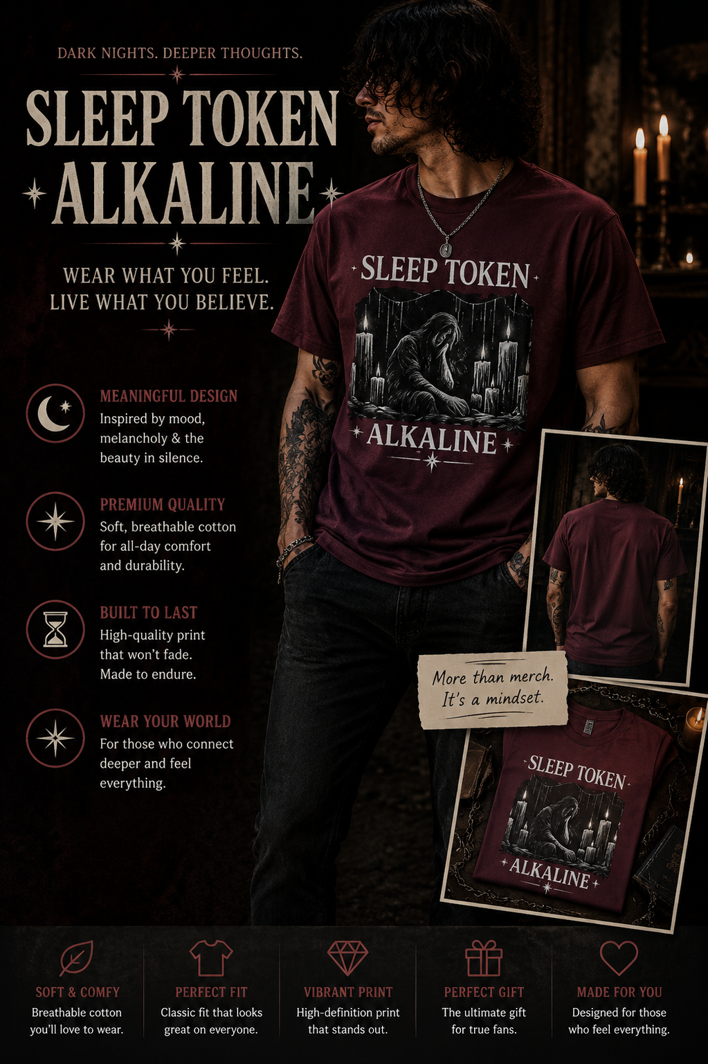 Sleep Token Alkaline Shirt Gothic Alternative Band Inspired Graphic Tee Unisex Heavy Cotton T Shirt Metal Music Fan Gift