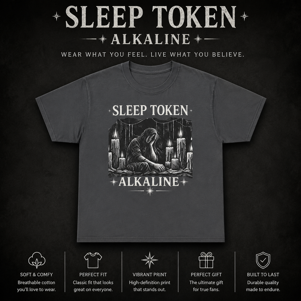 Sleep Token Alkaline Shirt Gothic Alternative Band Inspired Graphic Tee Unisex Heavy Cotton T Shirt Metal Music Fan Gift