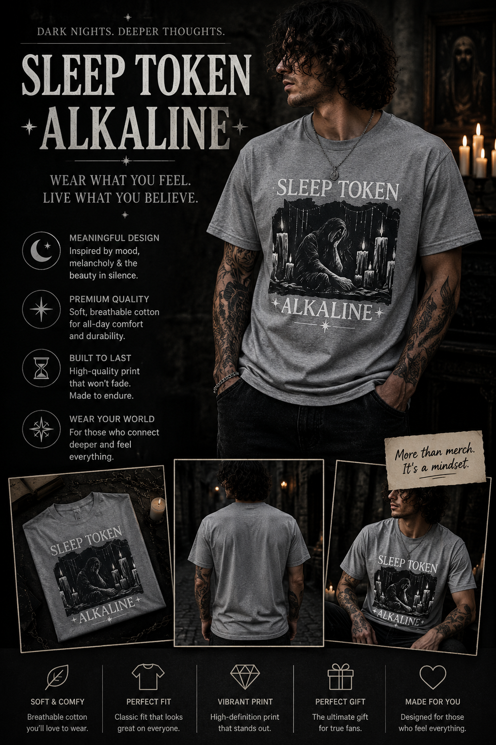 Sleep Token Alkaline Shirt Gothic Alternative Band Inspired Graphic Tee Unisex Heavy Cotton T Shirt Metal Music Fan Gift