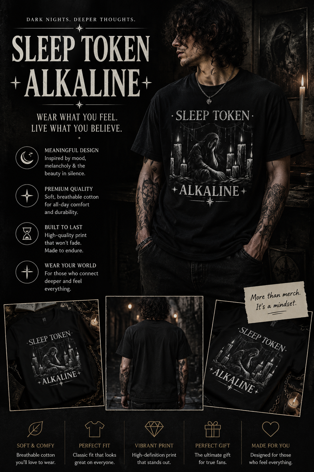 Sleep Token Alkaline Shirt Gothic Alternative Band Inspired Graphic Tee Unisex Heavy Cotton T Shirt Metal Music Fan Gift