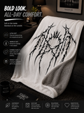 Gothic Thorn Sherpa Blanket | Sleep Token Band Black & White Abstract Fleece Throw