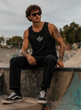 Black Cloth  Skull Floral Tank — Mystic Moon Witchy Graphic Tank Top