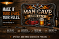 Man Cave Open 24/7 Wooden Sign | Rustic Garage & Workshop Wall Decor
