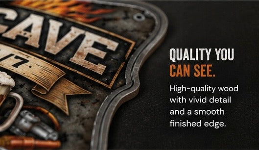 Man Cave Open 24/7 Wooden Sign | Rustic Garage & Workshop Wall Decor