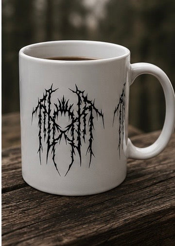 Band logo white goth aesthetic Ceramic Mug, (11oz, 15oz)