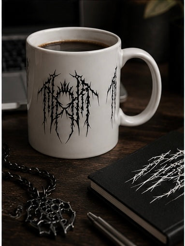 Band logo white goth aesthetic Ceramic Mug, (11oz, 15oz)