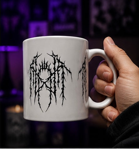 Band logo white goth aesthetic Ceramic Mug, (11oz, 15oz)