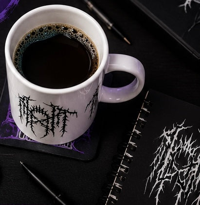 Band logo white goth aesthetic Ceramic Mug, (11oz, 15oz)