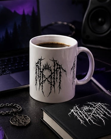 Band logo white goth aesthetic Ceramic Mug, (11oz, 15oz)