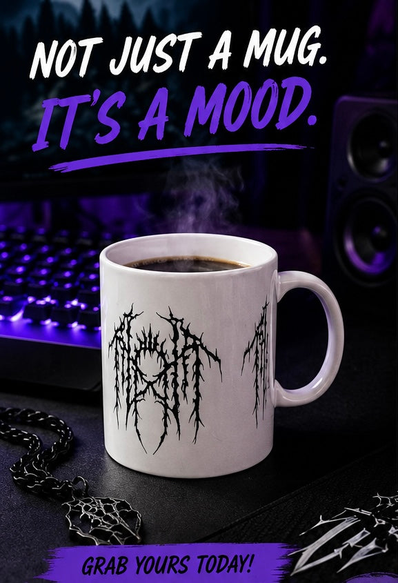 Band logo white goth aesthetic Ceramic Mug, (11oz, 15oz)
