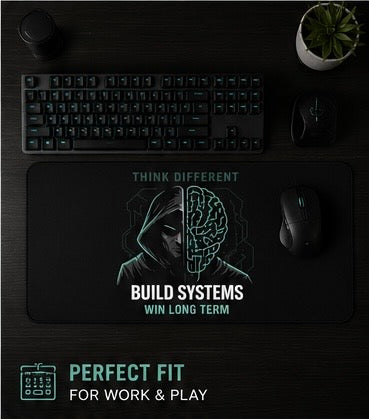 Build Systems Win Long Term Desk Mat Gaming Mouse Pad Motivational Desk Setup Productivity Mat Tech Workspace Accessories Large Mousepad