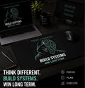 Build Systems Win Long Term Desk Mat Gaming Mouse Pad Motivational Desk Setup Productivity Mat Tech Workspace Accessories Large Mousepad