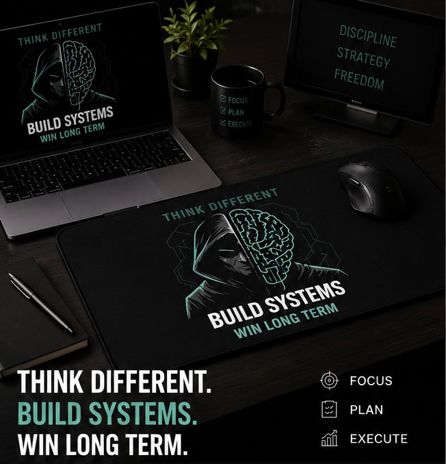 Build Systems Win Long Term Desk Mat Gaming Mouse Pad Motivational Desk Setup Productivity Mat Tech Workspace Accessories Large Mousepad