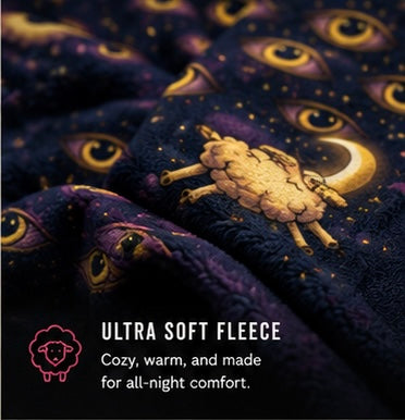 Insomnia Motel sheep pattern Fleece Sherpa Blanket | can't sleep can't stop thinking