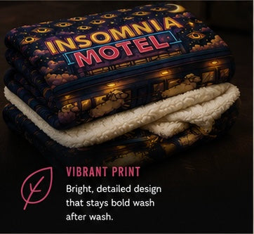 Insomnia Motel sheep pattern Fleece Sherpa Blanket | can't sleep can't stop thinking