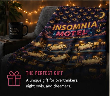 Insomnia Motel sheep pattern Fleece Sherpa Blanket | can't sleep can't stop thinking