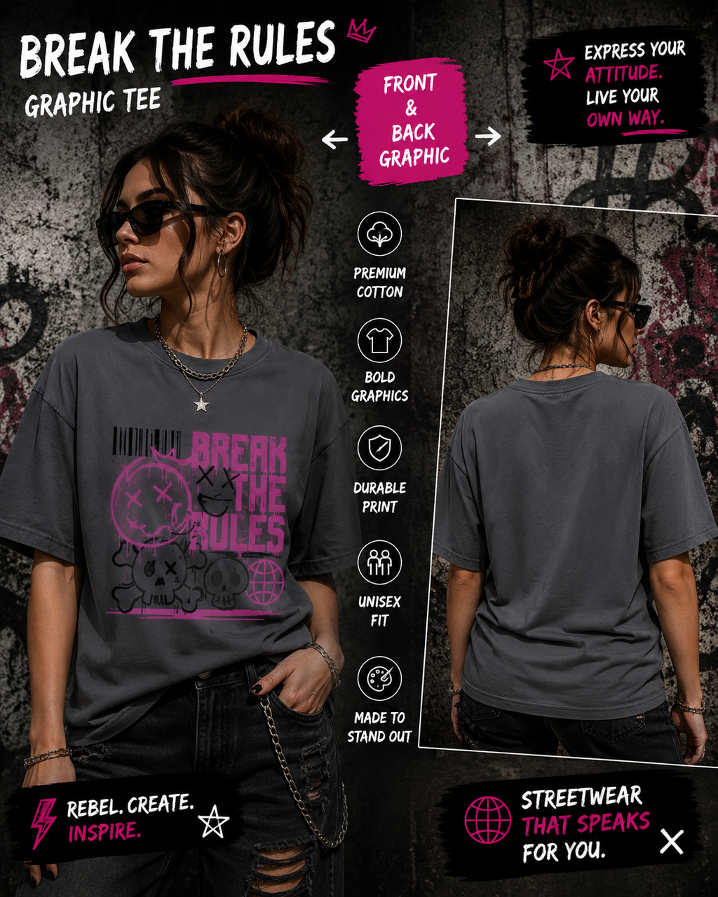 Break The Rules Graphic Tee | Alternative Streetwear T-Shirt