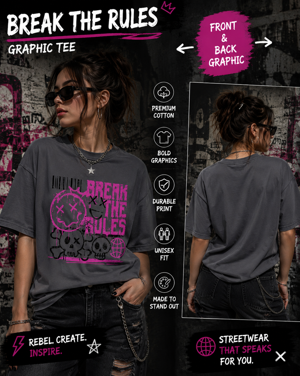 Break The Rules Graphic Tee | Alternative Streetwear T-Shirt