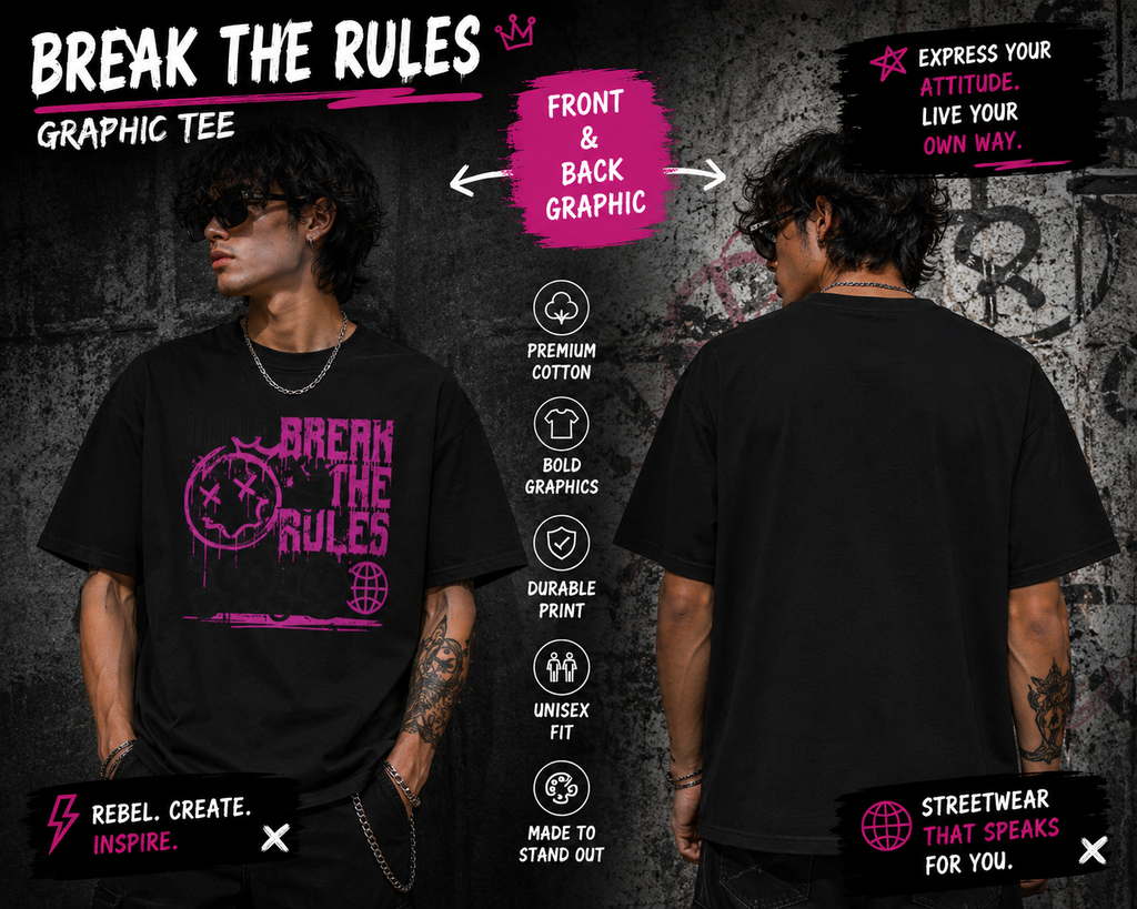Break The Rules Graphic Tee | Alternative Streetwear T-Shirt