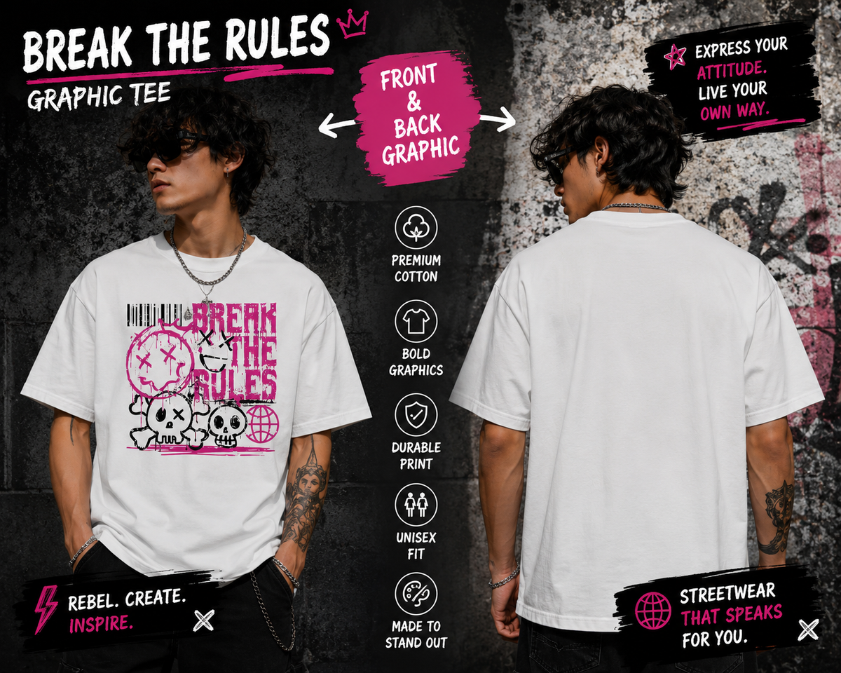 Break The Rules Graphic Tee | Alternative Streetwear T-Shirt