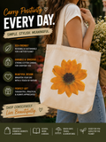 Sunflower Cotton Canvas Tote Bag | Eco-Friendly Floral Market Tote