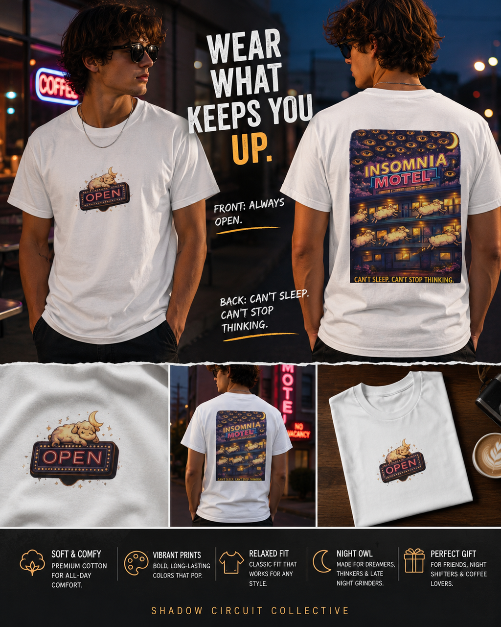 Insomnia Motel Graphic Tee | Front & Back Streetwear Shirt