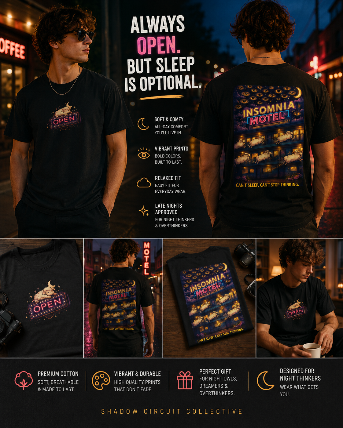 Insomnia Motel Graphic Tee | Front & Back Streetwear Shirt
