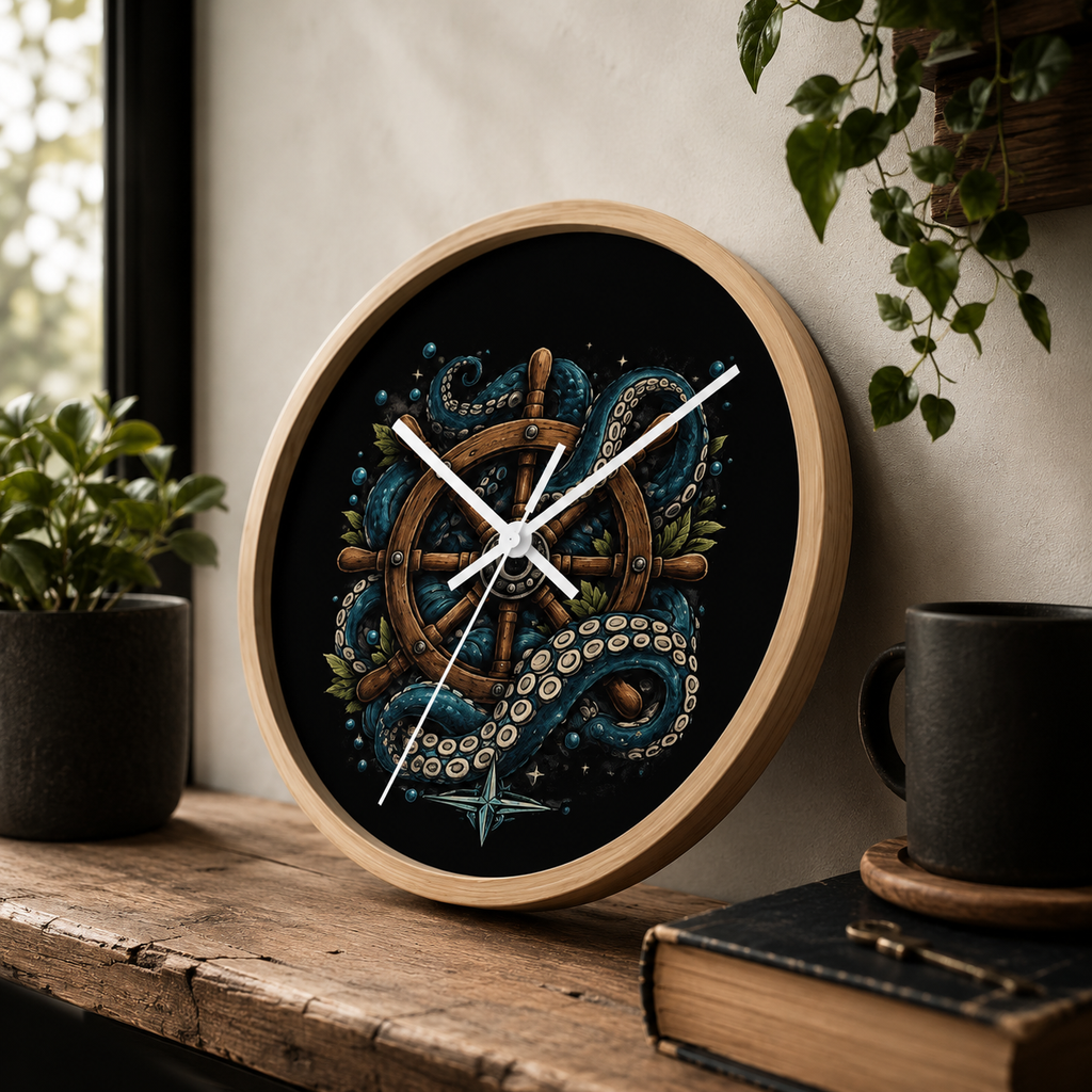 Nautical Octopus Wall Clock Coastal Gothic Decor Ocean Inspired Clock Stay True To Your Mind Alternative Wall Art