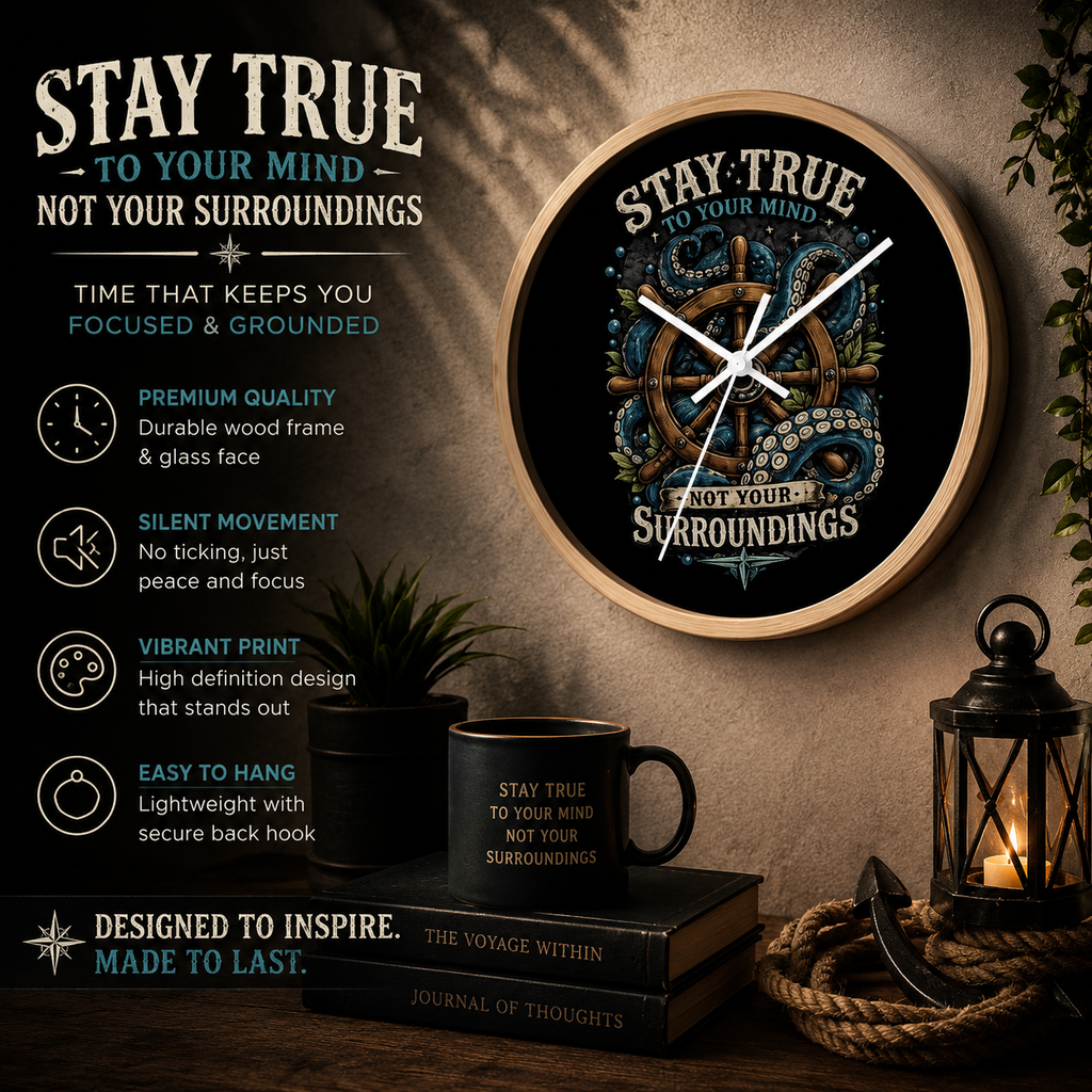 Nautical Octopus Wall Clock Coastal Gothic Decor Ocean Inspired Clock Stay True To Your Mind Alternative Wall Art