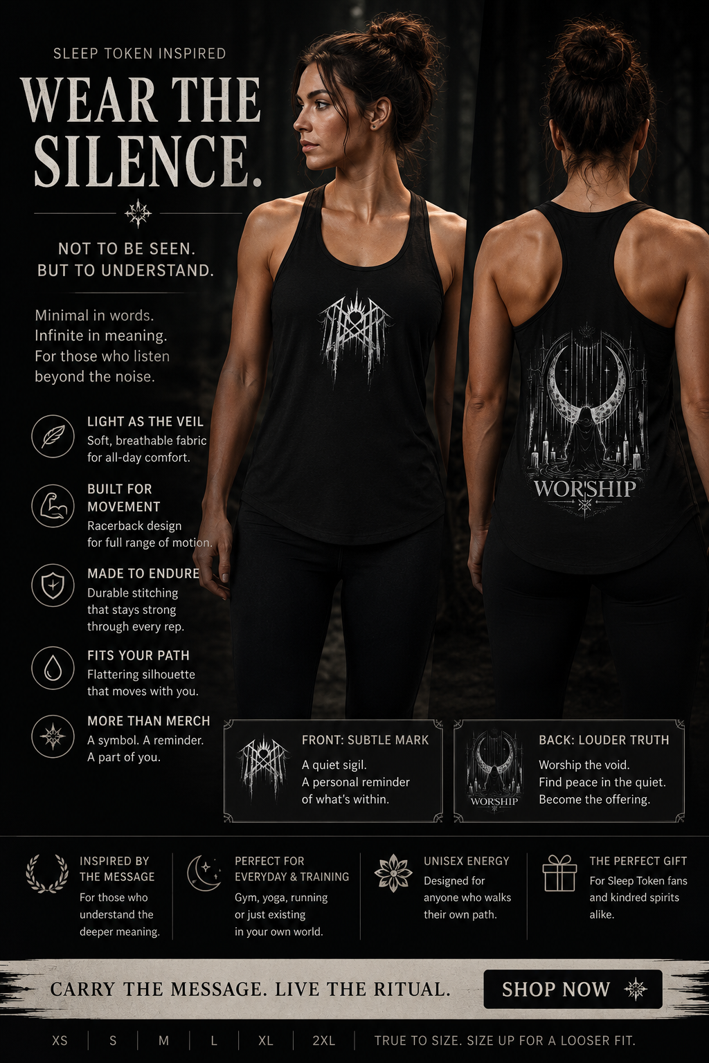Worship Gothic Racerback Tank Top Dark Alternative Aesthetic Womens Tank Moon Graphic Goth Apparel Tattoo Style Streetwear Gift