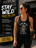 Stay Wild Trust No One Tank Top Women Racerback Tattoo Style Shirt Alternative Streetwear Snake Panther Graphic Tank Edgy Summer Top