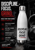 Discipline Focus Grind 20oz Insulated Bottle – Motivational Stainless Water Bottle