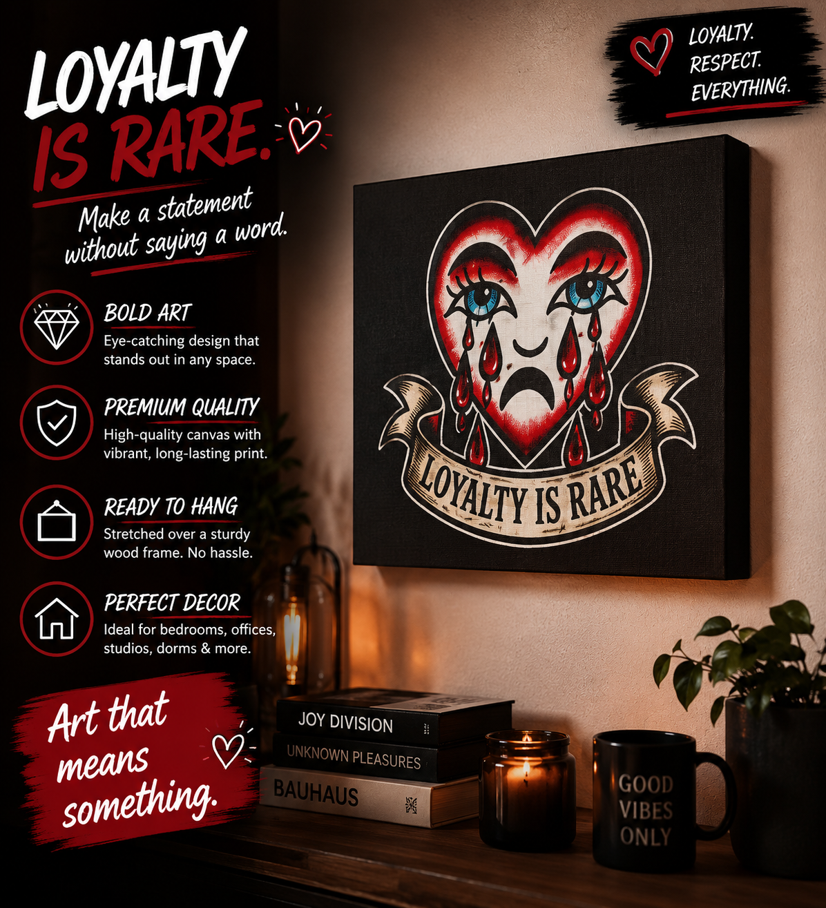 Loyalty Is Rare heart tattoo art Matte Canvas