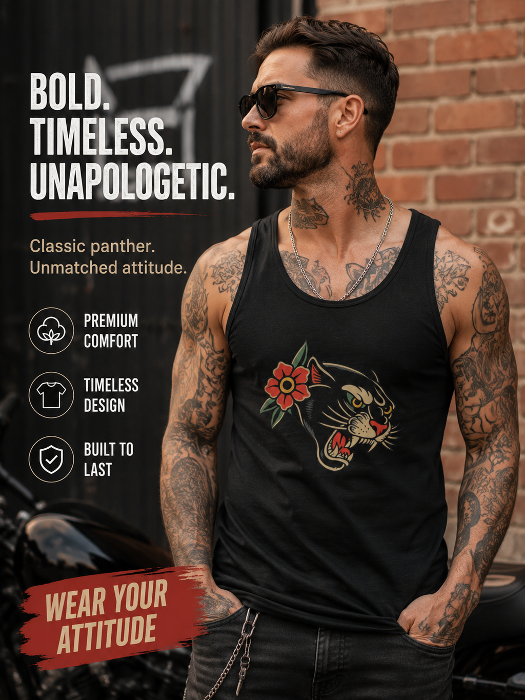 Traditional Panther Tank Top Vintage Tattoo Style Unisex Tank Top Retro Panther Shirt Athletic Heather Graphic Tank Streetwear Gift