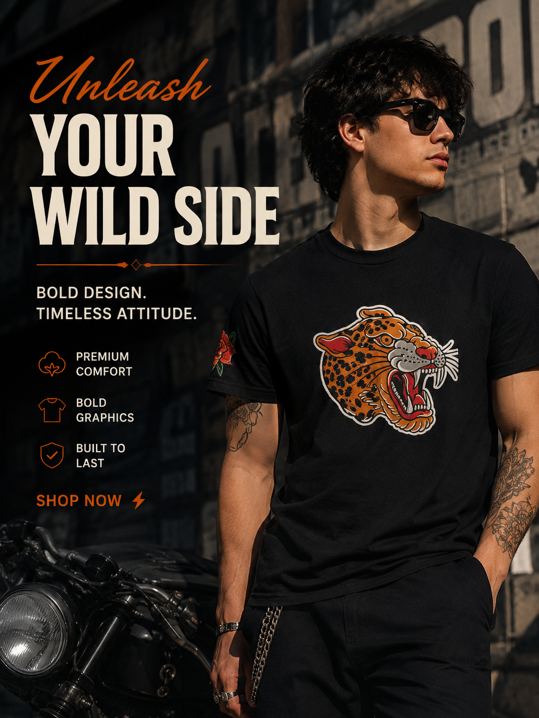 Traditional Leopard Head Tattoo Shirt Vintage Panther Graphic Tee Old School Tattoo Style Streetwear Unisex Black T Shirt for Tattoo Lovers