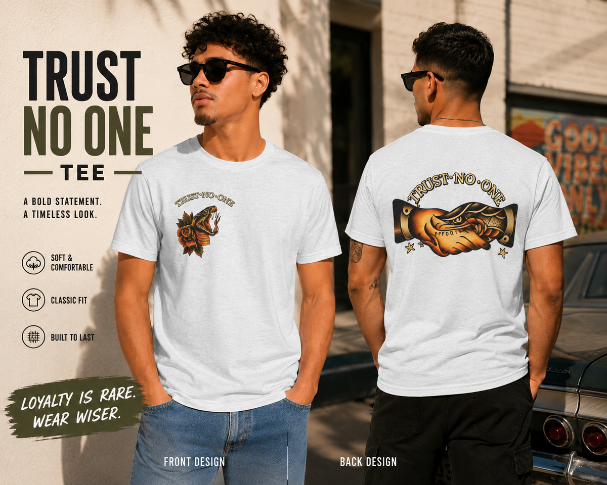 Trust No One Shirt Tattoo Style Graphic Tee Streetwear Snake Shirt Edgy Vintage Style Unisex Black T Shirt Alternative Fashion Gift