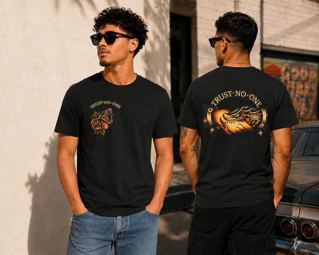 Trust No One Shirt Tattoo Style Graphic Tee Streetwear Snake Shirt Edgy Vintage Style Unisex Black T Shirt Alternative Fashion Gift