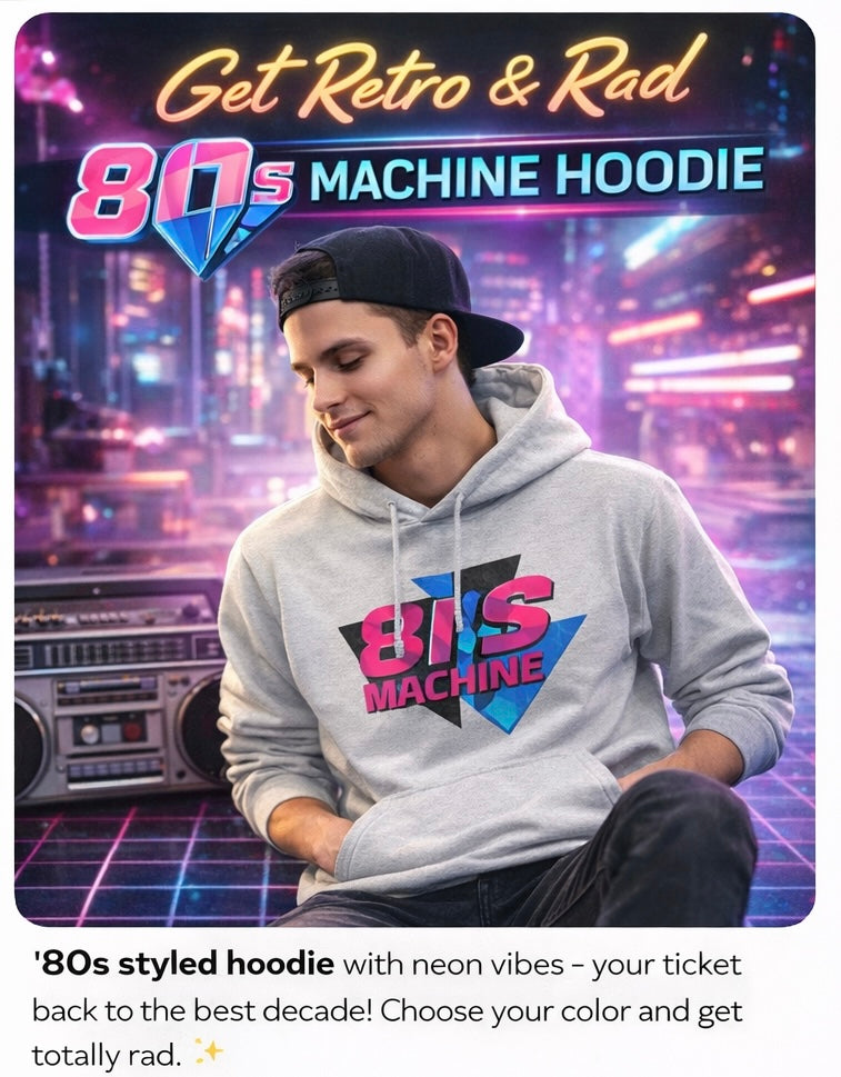 80s Machine Hoodie Retro Neon Sweatshirt Vintage 1980s Graphic Hoodie Aesthetic Streetwear Gift